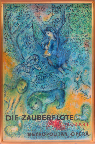 Chagall, Marc, poster, litograferad, "Die Zauberflöte" 1966, Sorlier/Mourlot, synlig pappersstorlek 100 x 64 cm