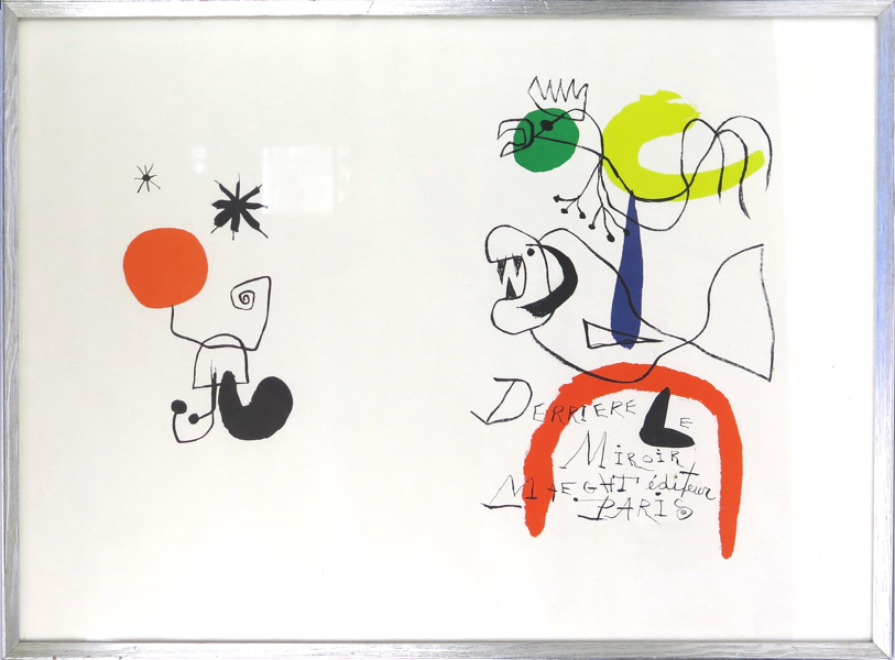 Miró, Juan, färglito, "Derrière le Miroir - Maeght Éditeur", signerad i trycket, synlig pappersstorlek 49 x 69 cm