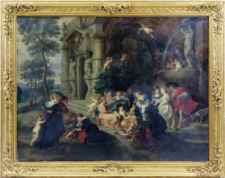 Rubens, Sir Peter Paul, efter honom, olja, "The Garden of Love", efter original på Gemäldegalerie Alte Meister, a tergo stämplad Dresden och daterad 1922, 95 x 123 cm_35549a_8dc1115f4433365_lg.jpeg