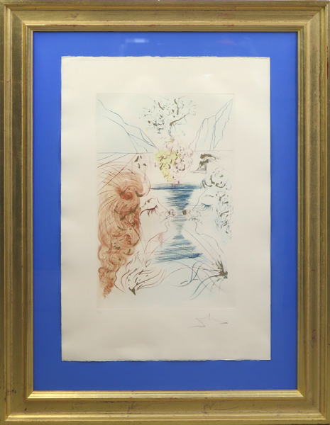 Dalí, Salvador, etsning med pochoir och guldapplikation, "The Kiss", ur "Song of Songs" (of Solomon) 1971, signerad EA, 40 x 25 cm, pappersstorlek 57 x 38, _35594a_lg.jpeg