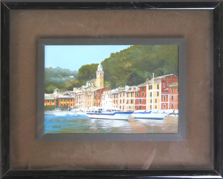 Rocca, Luigi, olja, hamnmotiv från Portofino, signerad och daterad 1986, synlig bildstorlek 20 x 30 cm_35640a_8dc1364ed26b2fc_lg.jpeg