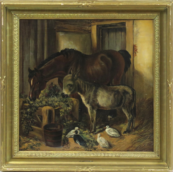 Okänd konstnär, olja, häst och åsna i stall, signerad JF Herring och daterad 1855, 40 x 40 cm_35707a_8dc16a24f4f3454_lg.jpeg