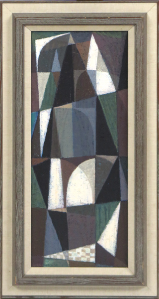 Jonson, Sven, olja, "Gotiska formelement", signerad och daterad 1952, 49 x 20 cm, proveniens: i arv inom konstnärens familj_35791a_8dc1836b77f66e0_lg.jpeg
