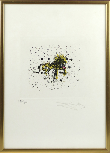 Dalí, Salvador, efter honom (?), etsning med pochoir, "Leo", ur The Twelve signs of the Zodiac (II), ed Léon Lamiel 1974, bär signatur och numrering E240/250, tryckt på B F Rives, 