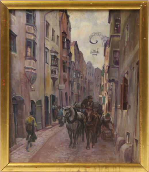 Schrag, Julius, tillskriven, olja, stadsbild från Hall im Tirol, 68 x 55 cm, prov: Ingeborg Ellmenreich née Heijkenskjöld_36158a_8dc1ce4dbdd077d_lg.jpeg