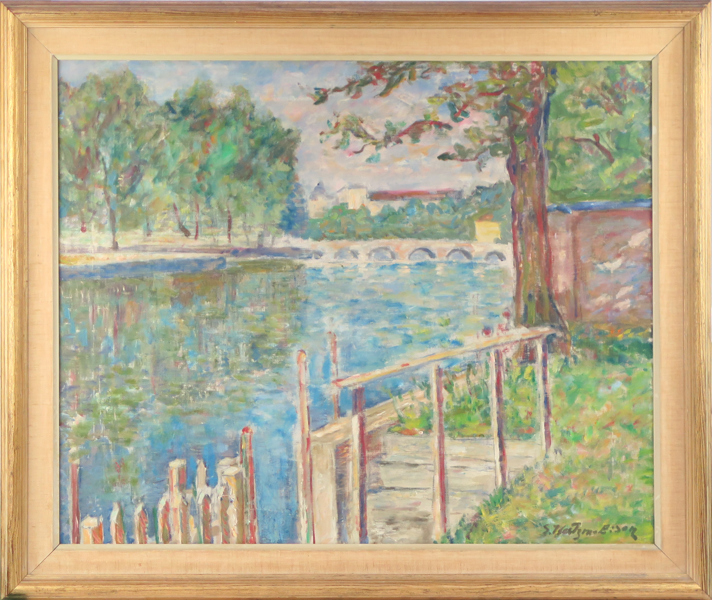 Okänd konstnär, olja, ålandskap med bro, otydligt signerad Westgren(?), 50 x 61 cm_36186a_8dc225b3e178470_lg.jpeg
