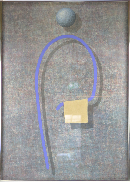 Olsson, Johannes, färglito med collage, "Betjänten", signerad och numrerad 117/170, synlig pappersstorlek 86 x 60 cm