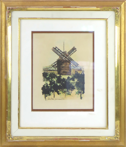 Utrillo, Maurice, litografi, handkolorerad, "Moulin de la Galette" (1924), signerad i stenen, synlig pappersstorlek 28 x 22 cm_36252a_8dc23e9377e328b_lg.jpeg