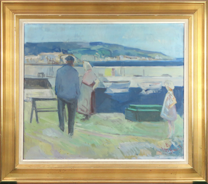 Stougaard, Nis, olja, hamnen i Rönne, Bornholm, signerad, 55 x 65 cm_36253a_8dc23e92323b238_lg.jpeg