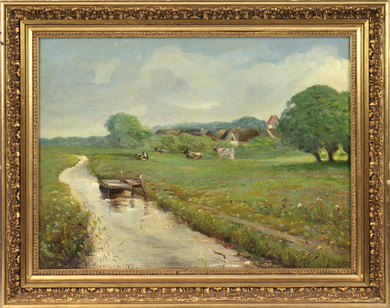 Hoffman, V, olja, ålandskap med kyrka, signerad och daterad 1905, 26 x 35 cm