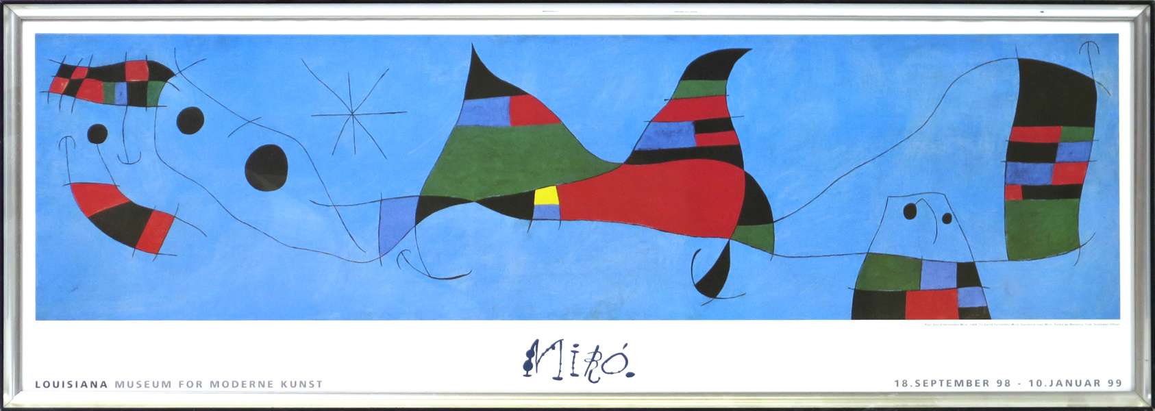 Utställningsaffisch, Miro, Louisiana 98-99, synlig pappersstorlek 39 x 117 cm