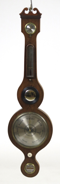 Banjobarometer, valnöt, England, 18-1900-tal, h 96 cm