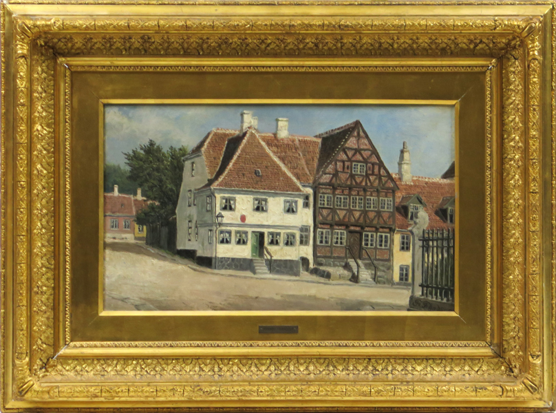 Frandsen, Frands, olja, gatuparti från Middelfart på Fyn, signerad, 30 x 50 cm_37181a_lg.jpeg