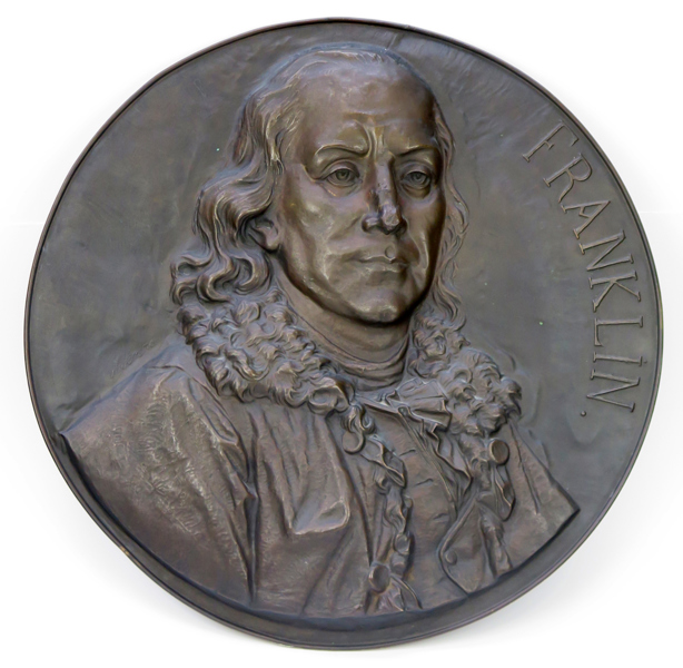 Okänd amerikansk konstnär, 1800-tal, relief, patinerad koppar, porträtt av Benjamin Franklin, otydlig signatur, dia 56 cm, smärre bucklor_37199a_8dc481f5177042e_lg.jpeg
