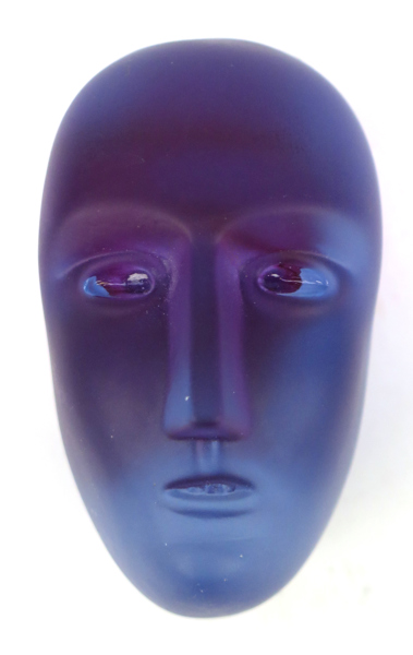 Vallien, Bertil för Kosta Boda, skulptur, sandgjutet glas Brains Head blå Karolina, design 1998, signerad, h 8 cm_37275a_lg.jpeg