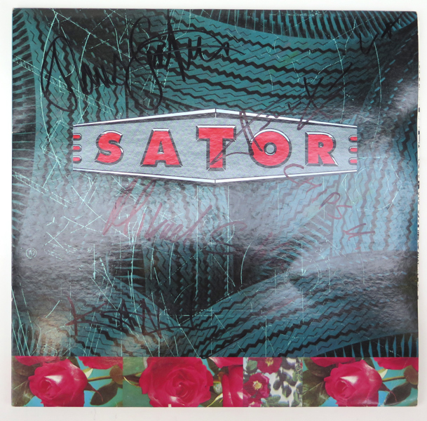 Signerad LP, Sator, "Stock rocker nuts", 1990, framstår som ospelad