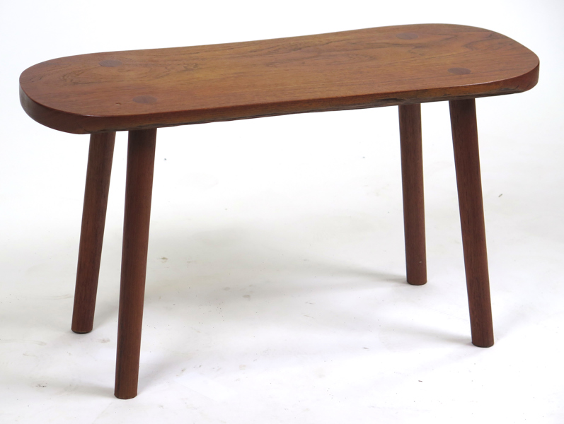 Okänd designer, pall, teak, daterad 1958, l 69 cm