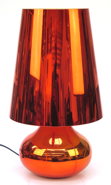 Laviani, Feruccio för Kartell, bordslampa, metall-orange plast, "Cindy", design 2009, gjuten signatur, h 42 cm