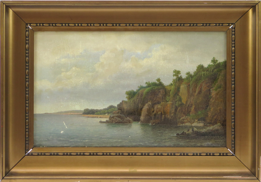 Bille, Carl Ludwig, olja, klippkust, Bornholm, signerad och daterad 1861, 30 x 48 cm, smärre repor