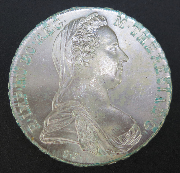 Mynt, silver, Österrike, s k Maria Theresiathaler, vikt 28,3 gr 833/1000 silver