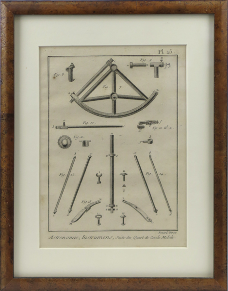 Bénard, Robert, kopparstick, "Astronomie, Instrumens...", sannolikt ur Didert d'Alemberts Encyclopedie, synlig pappersstorlek 23 x 16,5 cm