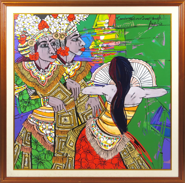 Krijono, olja, "Condong Dancer", betitlad, signerad Ubud, Bali och daterad 2005, 140 x 140 cm_37908a_8dc5497f8b1bb78_lg.jpeg
