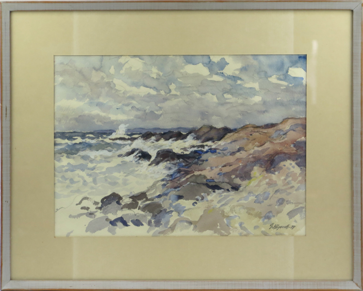 Högardh, Gösta, akvarell, "Storm i september, Stensjö", signerad och daterad -79, synlig pappersstorlek 29 x 41 cm_37957a_8dc5566d643ba4f_lg.jpeg