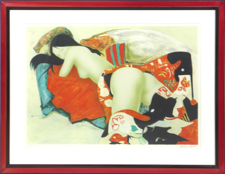 Bonnefoit, Alain, färglito, "Le Kimono", signerad och numrerad 195/300, synlig pappersstorlek 64 x 89 cm_38007a_8dc5572a6a78a57_lg.jpeg