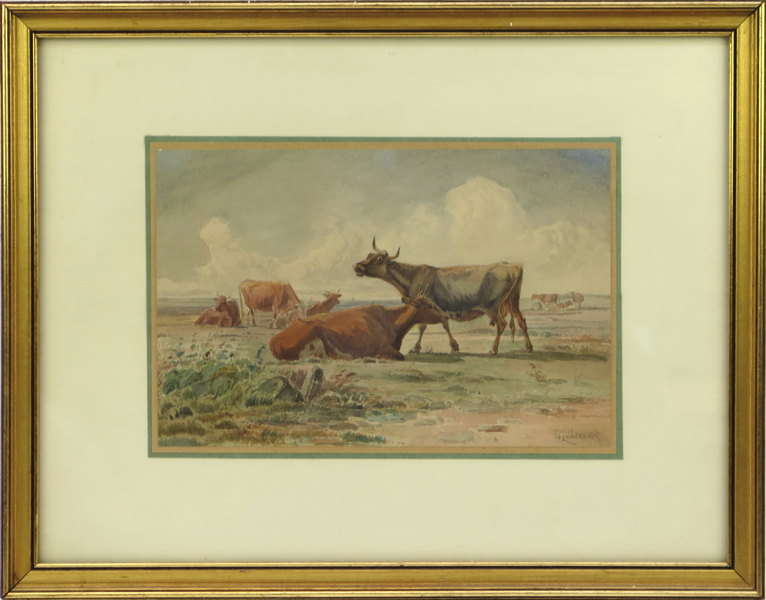 Zillen, Johannes Wilhelm, akvarell, motiv med kor, signerad och daterad 1867, 16 x 24 cm_38206a_8dc5e200548dbe4_lg.jpeg