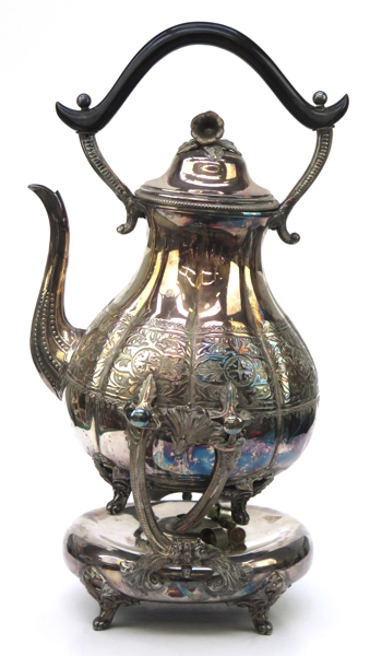 Tesamovar, nysilver, sekelskiftet 1900, höjd 43 cm, skador