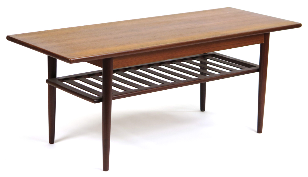 Okänd dansk designer, 1950-60-tal, soffbord, teak, undre tidningshylla, längd 130 cm, slitage_38292a_8dc5f97715950ab_lg.jpeg