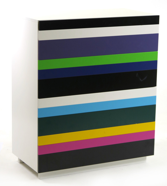 Larsson, Sara för A2 Designeras, byrå, lackerat bok och MDF, "Stripe Multi", design 2009, b 86 cm