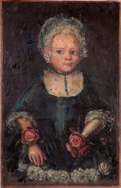 Okänd konstnär, 1700-talets 1 hälft eller mitt, olja, porträtt av flicka med blommor, _3850a_lg.jpeg