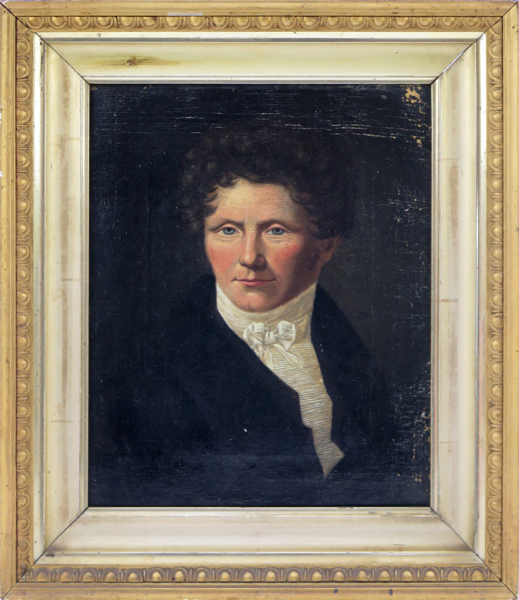 Okänd dansk guldåldermålare, olja, porträtt sannolikt av Martinus Bertholdt Brunnich född 27/5 1789, 29 x 25 cm
