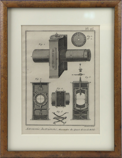 Bénard, Robert, kopparstick, "Astronomie, Instrumens...", sannolikt ur Didert d'Alemberts Encyclopedie, synlig pappersstorlek 23 x 16,5 cm