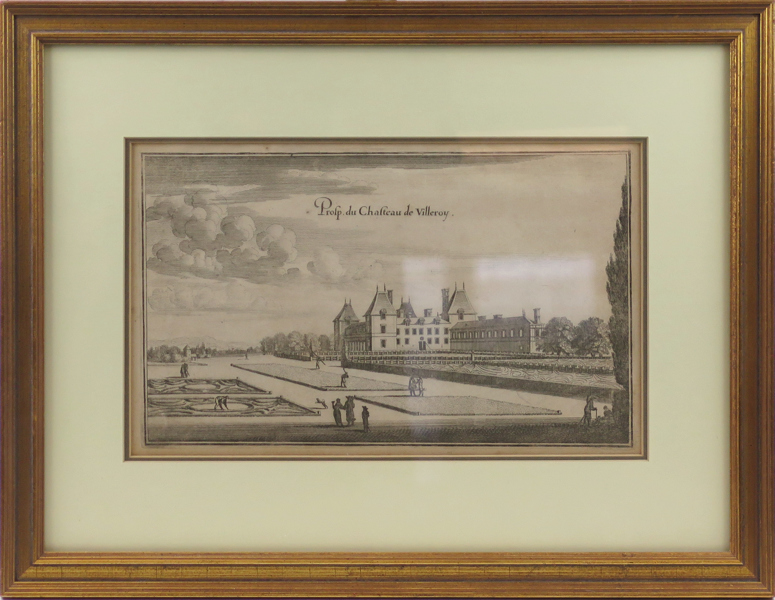 Silvestre, Israël, kopparstick "Prosp(ect) du Château de Villeroy" 1655, synlig pappersstorlek 16 x 29 cm