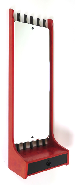 Okänd designer för TMT, Talgø, Norge, hallspegel, röd- och svartlackerat trä, låda i sarg, höjd 127 cm_38654a_8dc6b808930871f_lg.jpeg