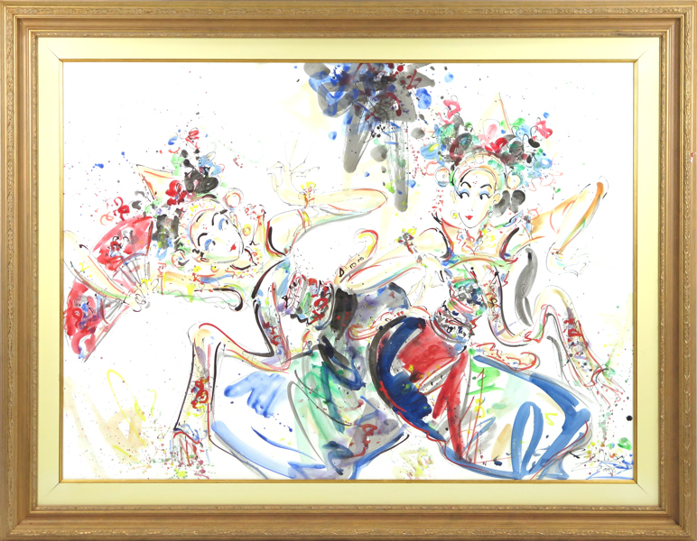 Gunarsa, Nyoman, akvarell, 2 balinesiska danserskor, signerad och daterad 2005, synlig pappersstorlek 119 x 162 (!) cm_38700a_8dc6dbcb44feb7f_lg.jpeg