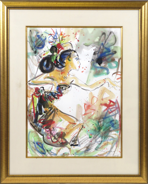 Gunarsa, Nyoman, akvarell, balinesisk danserska, signerad och daterad 2006, synlig pappersstorlek 7 x 53 cm_38704a_8dc6dc3ad836121_lg.jpeg