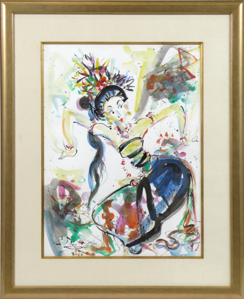 Gunarsa, Nyoman, akvarell, balinesisk danserska, signerad och daterad 2006, synlig pappersstorlek 73 x 54 cm_38707a_8dc6dc3dedde4fc_lg.jpeg