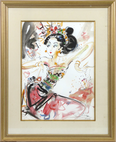 Gunarsa, Nyoman, akvarell, balinesisk danserska, signerad och daterad 2006, synlig pappersstorlek 73 x 54 cm_38726a_8dc6dd0fc427f4d_lg.jpeg