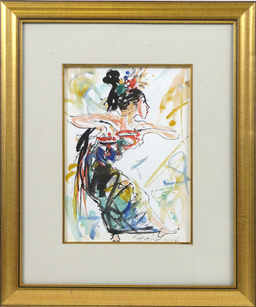 Gunarsa, Nyoman, akvarell, balinesisk danserska, signerad och daterad 2006, synlig pappersstorlek 41 x 29 cm_38746a_8dc6ddcf2dbaa95_lg.jpeg