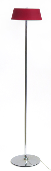 Okänd designer, golvlampa, röd glasskärm, höjd 152 cm