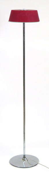 Okänd designer, golvlampa, röd glasskärm, höjd 152 cm