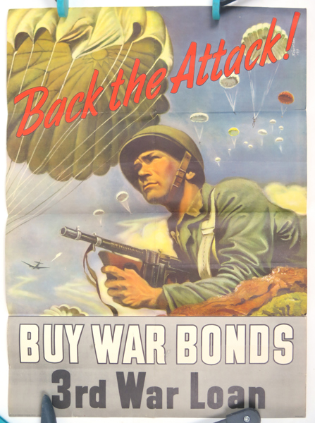 Poster, USA, WWII, "Back the Attack, Buy war bonds", 1943, 70 x 51 cm