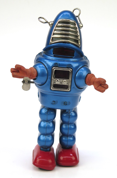 Mekanisk leksak, litograferad plåt, "Action Planet Robot", Ko-Yoshia, Japan, 1950-tal, h 22 cm