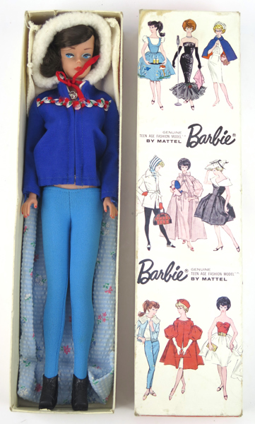 Barbie-docka, Mattel Co 1962, höjd 29 cm, i originalförpackning