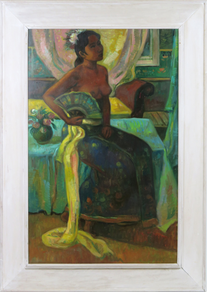 Delly, Thezar, olja, "A Balinese girl", signerad och daterad 2004, 154 x 98 cm