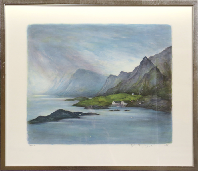 Johansson, Else-Maj, färglito, Lofoten, signerad, daterad -86 och numrerad 84/275, synlig pappersstorlek 58 x 67 cm