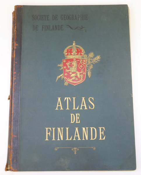 Bok: Tilgmann, F, red, "Atlas de Finlande" 1899, halvfransk folio, slitage ej genomgången